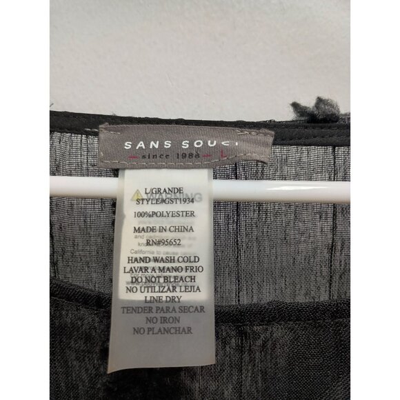 Sans Souci Fairy Whimsygoth Top Womens Large Black Textured Sheer Puff Sleeve - Picture 3 of 7
